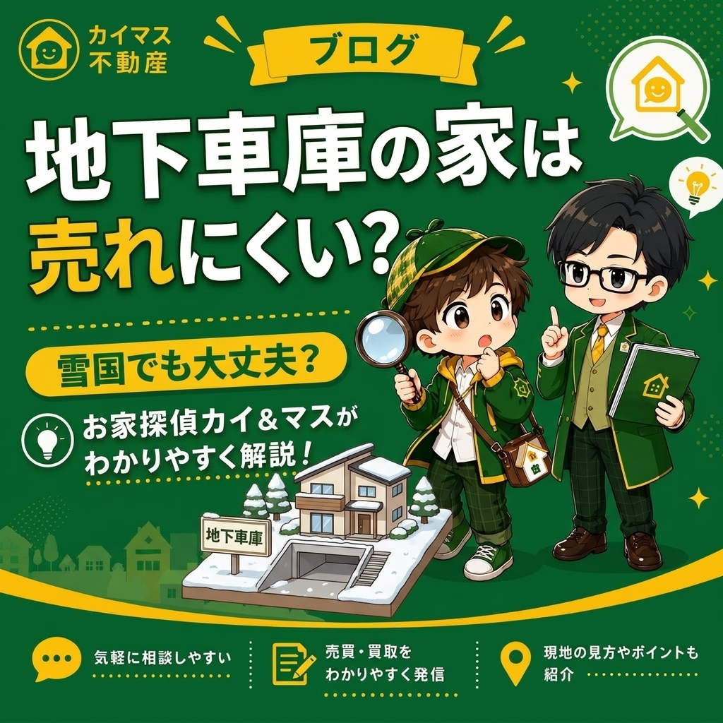 【地下車庫・半地下】雪国で地下車庫付きの家は売れにくい？マスの太鼓判で現状のまま即金買取！