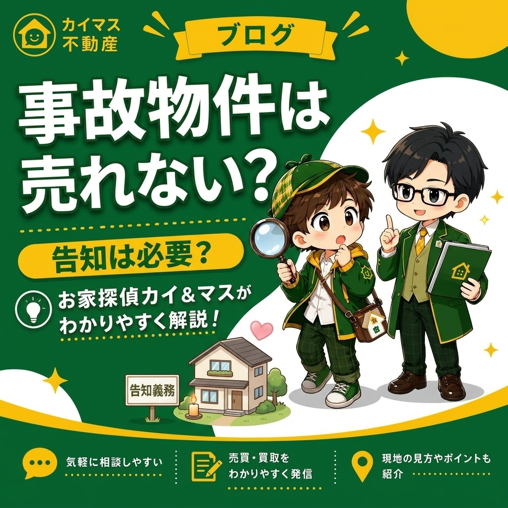 【事故物件】事故物件は売れない？告知は必要？マスの太鼓判で現状のまま即金買取！