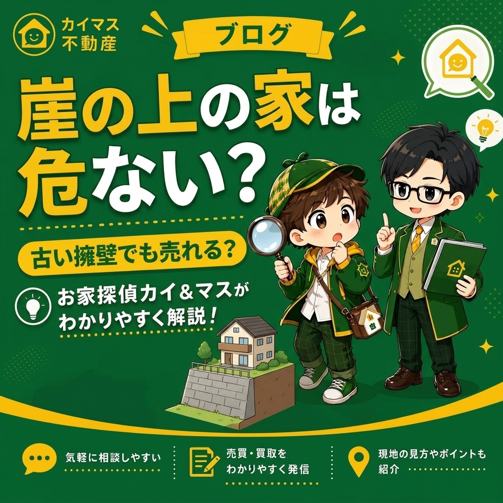 【擁壁・高低差】崖の上や下の家は危ない？売れない？マスの太鼓判で現状のまま即金買取！