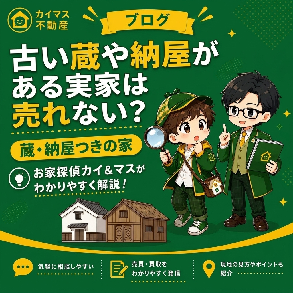 【蔵・納屋つきの家】古い蔵や納屋がある実家は売れない？マスの太鼓判で現状のまま即金買取！