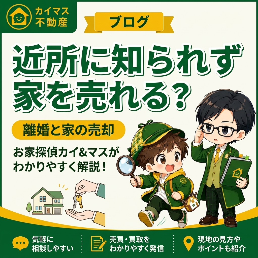 【離婚と家の売却】近所に知られず家を売れる？マスの太鼓判で現状のまま即金買取！