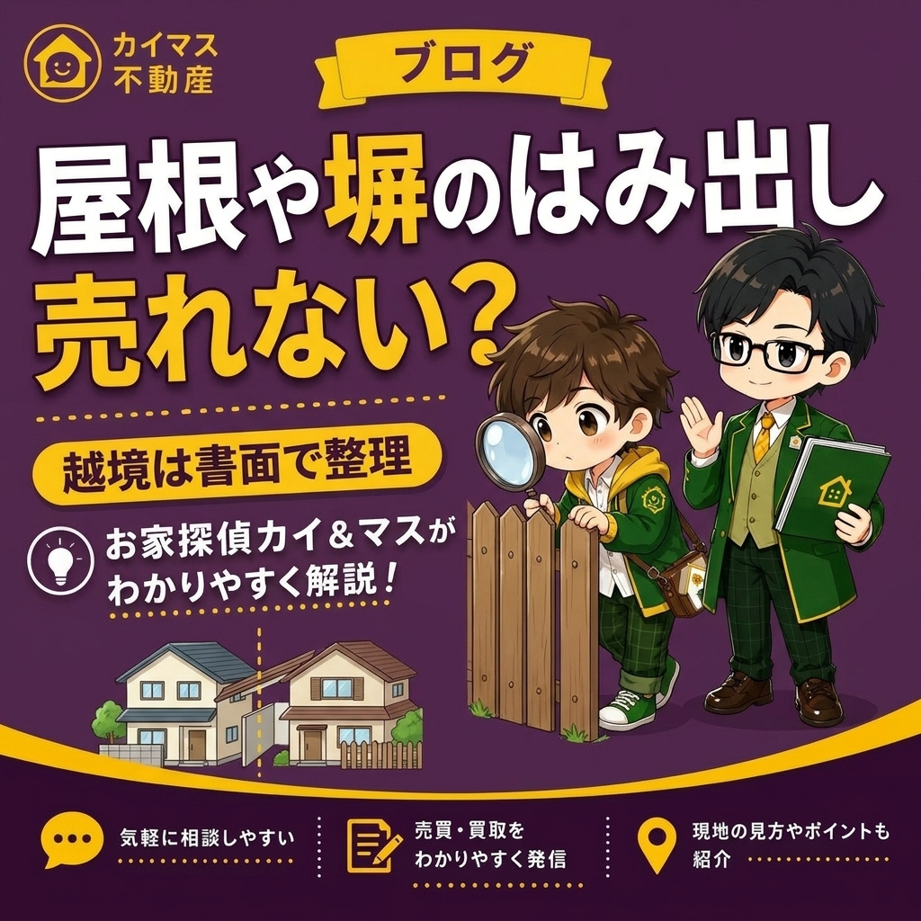 【越境トラブル】屋根や塀がお隣にはみ出している家は売れない？マスの太鼓判で現状のまま即金買取！