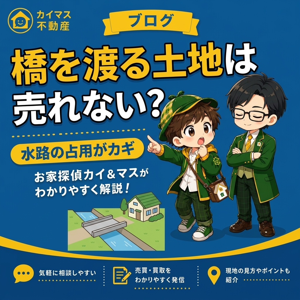 【水路をまたぐ土地】橋がないと入れない土地は売れない？マスの太鼓判で現状のまま即金買取！