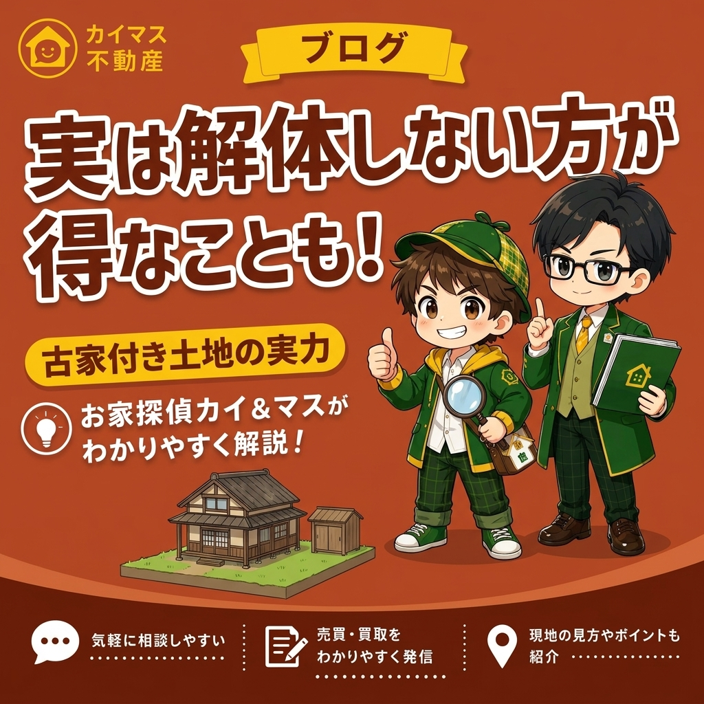 【古家付き土地】解体してから売るのが正解？実は「そのまま」が得なことも！マスの太鼓判で現状のまま即金買取！