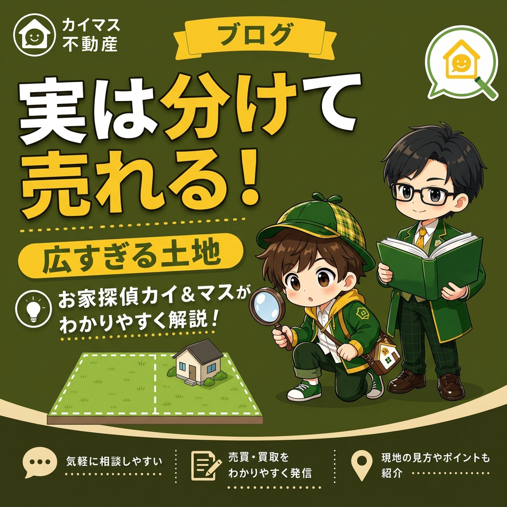 【広い土地・分筆】実は「分けて」売れる？広すぎる敷地の意外な価値 マスの太鼓判で現状のまま即金買取！