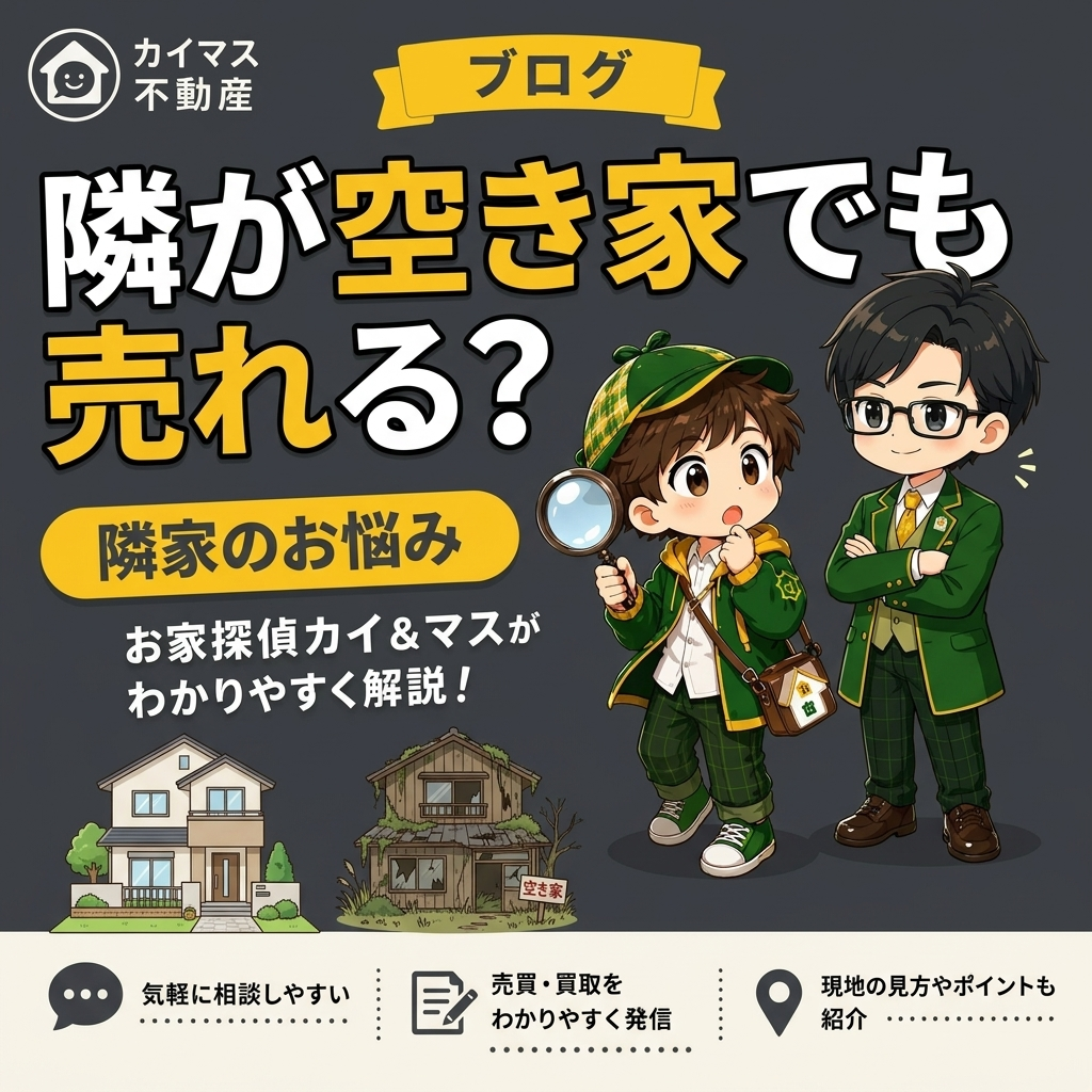 【隣家が空き家】お隣が廃屋だと自分の家は売れない?マスの太鼓判で現状のまま即金買取!